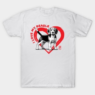 I Love My Beagle - I Love my dog - Cheerful dog T-Shirt